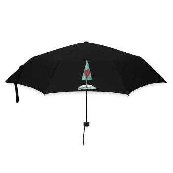 Heart tree watercolor illustration - Umbrella (small) - black - Front
