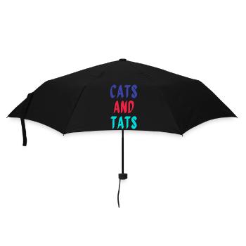 Katzen und bunte Pop-Tattoos - Regenschirm (klein) - Schwarz - Vorne