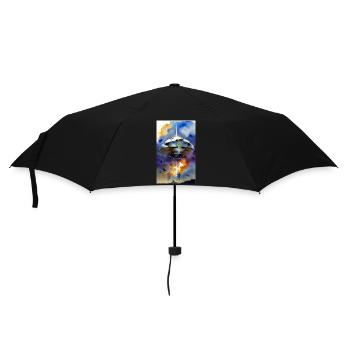 Extraterrestre | OVNI | Vaisseau spatial | PAU | Aquarelles - Parapluie standard - noir - Devant