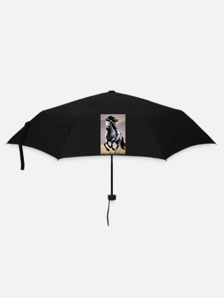 Pferd | reiten | Tier | Reittier | Bunt - Regenschirm (klein) - Schwarz
