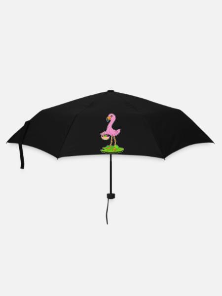 Flamingo Obstkorb - Regenschirm (klein) - Schwarz