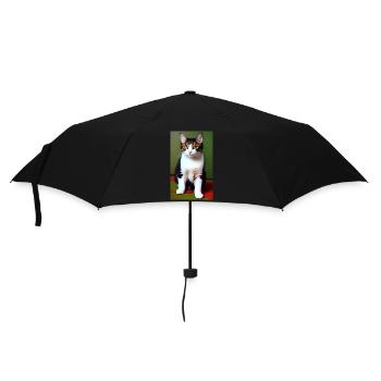 Katze | Haustier | Katzenfan | niedlich | Kätzchen - Regenschirm (klein) - Schwarz - Vorne