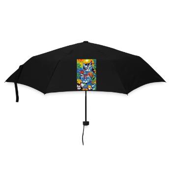 Katze | Haustier | Katzenfan | niedlich | Kätzchen - Regenschirm (klein) - Schwarz - Vorne