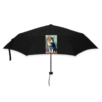 Katze | Haustier | Katzenfan | niedlich | Kätzchen - Regenschirm (klein) - Schwarz - Vorne