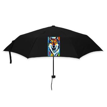 Wolf | Raubtier | Hund | Mystisch - Regenschirm (klein) - Schwarz - Vorne