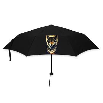 Wolf | Raubtier | Hund | Mystisch - Regenschirm (klein) - Schwarz - Vorne