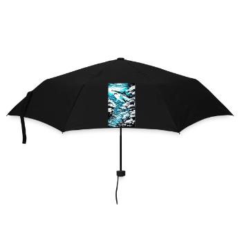 Hai | Weißer Hai | Meerestier | Fisch - Regenschirm (klein) - Schwarz - Vorne