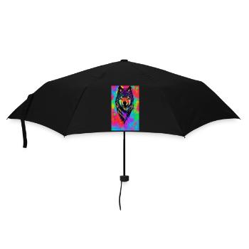Wolf | Raubtier | Hund | Mystisch - Regenschirm (klein) - Schwarz - Vorne