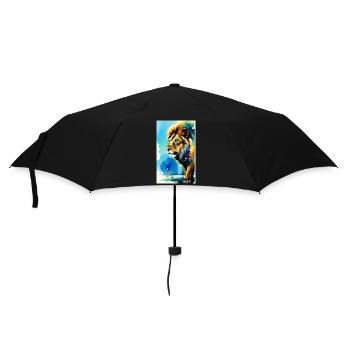 Löwe | Tier | Raubtier | Brüllen | König | Afrika - Regenschirm (klein) - Schwarz - Vorne
