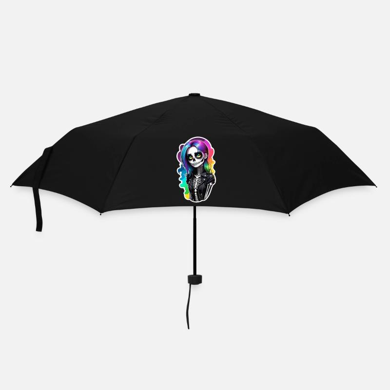 Halloween - Rock & Regenbogen - Regenschirm (klein) - Schwarz