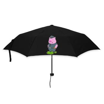 Schwein Polizist Polizei - Regenschirm (klein) - Schwarz - Vorne