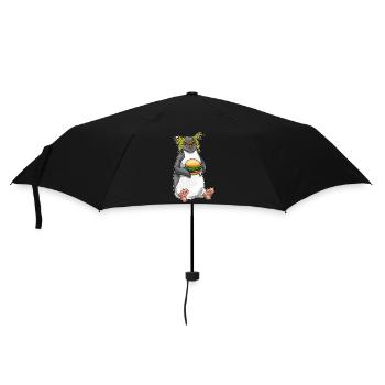 Pinguin Cheeseburger - Regenschirm (klein) - Schwarz - Vorne