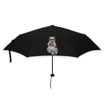 Waschbär Poker Pokerkarten - Regenschirm (klein) - Schwarz - Vorne