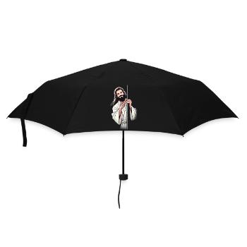 Homme barbu amical pointant Design - Parapluie standard - noir - Devant