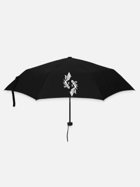Deux poissons blancs - Parapluie standard - noir