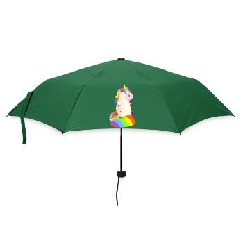 Magisches Einhorn auf dem Regenbogen - 🦄 - Regenschirm (klein) - Flaschengrün - Vorne