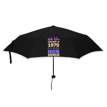 geboren 1970 - Regenschirm (klein) - Schwarz - Vorne