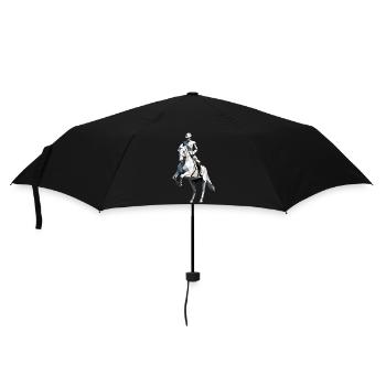 Low Poly Reiter - Ballett Design - Regenschirm (klein) - Schwarz - Vorne