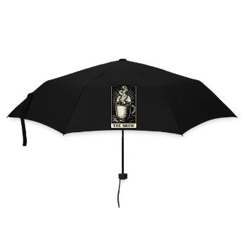 The Brew – Carte de tarot au café à l’encre vintage - Parapluie standard - noir - Devant