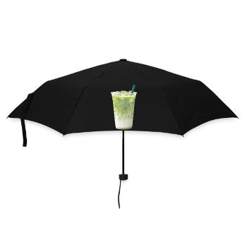 Kühlgrüne Matcha Milch-Latte - Regenschirm (klein) - Schwarz - Vorne
