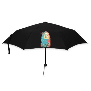 Kiss the World Pop Art Girl Portrait - Umbrella (small) - black - Front