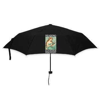 Reading Mermaid in the Ocean of Books - Umbrella (small) - black - Front