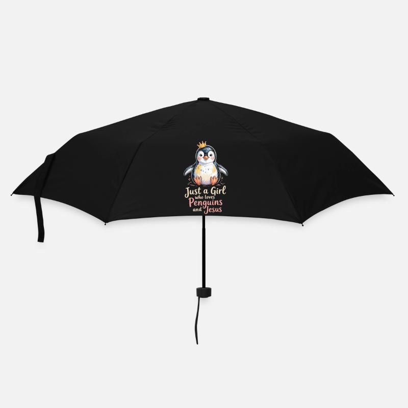 Königlicher Pinguin: Liebe zu Jesus - Regenschirm (klein) - Schwarz