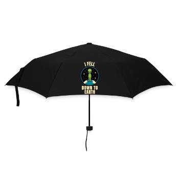 Alien landet auf Erden - Regenschirm (klein) - Schwarz - Vorne