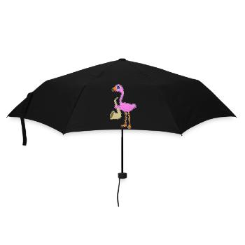 Flamingo Musiker Saxophon Musik - Regenschirm (klein) - Schwarz - Vorne