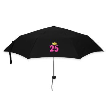 25 Zahl Krone - Regenschirm (klein) - Schwarz - Vorne