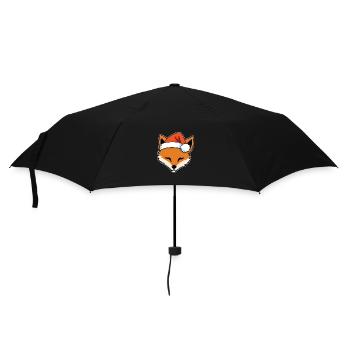 Fuchs mit Santa Hut Grafik - Regenschirm (klein) - Schwarz - Vorne