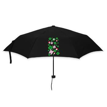 Neujahrs Glücksschweine mit viel Klee. - Regenschirm (klein) - Schwarz - Vorne