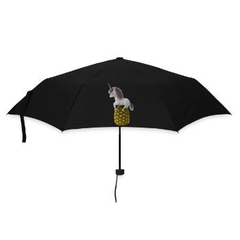 Ananas Einhorn - Tropisches Einhorn - Regenschirm (klein) - Schwarz - Vorne