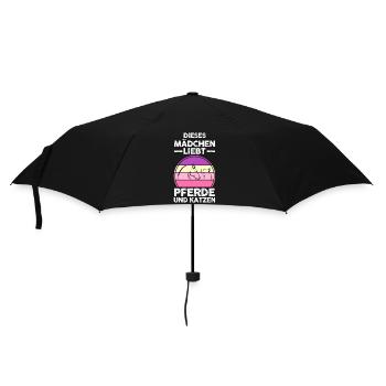 Pferde Pferdeliebhaber Katzenliebhaber Katzen - Regenschirm (klein) - Schwarz - Vorne