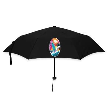 Surfing Beach Palm Tree Sunshine Holidays - Umbrella (small) - black - Front