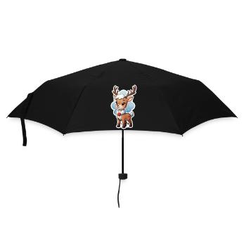 Niedlicher Hirsch Weihnachtsmann Winterhirsch mit Herzen - Regenschirm (klein) - Schwarz - Vorne
