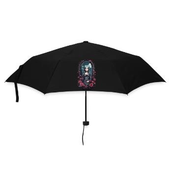 Kawaii Goth Anime E-Girl Viktorianisch Design - Regenschirm (klein) - Schwarz - Vorne