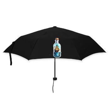 Flaschenschiff / Flaschenpost / Ahoi / Anker - Regenschirm (klein) - Schwarz - Vorne
