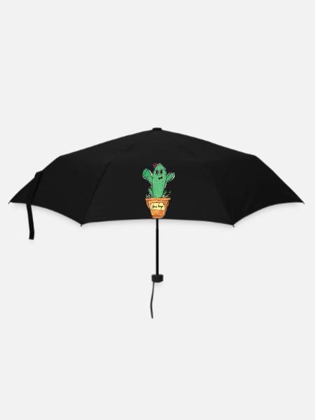 Cute cactus with pot and shield - free hugs - Umbrella (small) - black