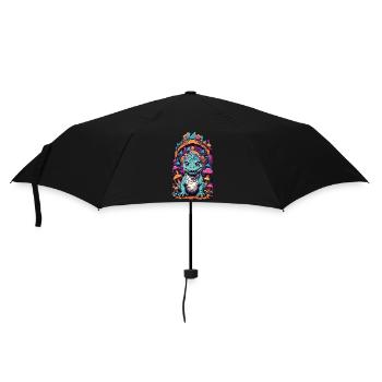 Psychedelic Mushrooms with Dinosaur Fantasy World - Umbrella (small) - black - Front