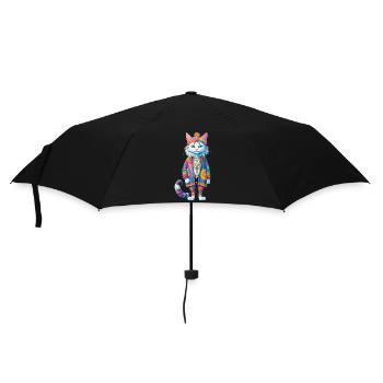 Hippie Cat - Regenschirm (klein) - Schwarz - Vorne