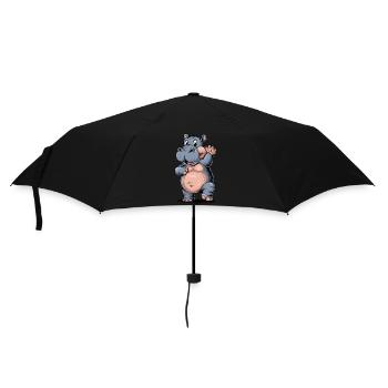 Niedliches Nipferd Baby mit Zung raus. Design - Regenschirm (klein) - Schwarz - Vorne