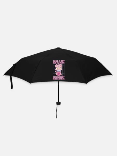 Just a cat who loves Strawberry Milkshakes - Umbrella (small) - black