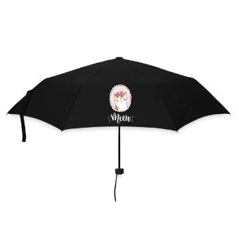 Niedliche Kawaii lustige Katze mit Blumen, die Miauen sagen - Regenschirm (klein) - Schwarz - Vorne