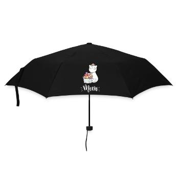 Niedliche Kawaii lustige Katze mit Blumen, die Miauen sagen - Regenschirm (klein) - Schwarz - Vorne
