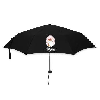 Niedliche Kawaii lustige Katze mit Blumen, die Miauen sagen - Regenschirm (klein) - Schwarz - Vorne