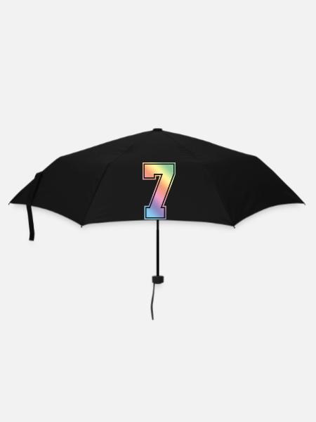 7 Zahl Bunt - Regenschirm (klein) - Schwarz