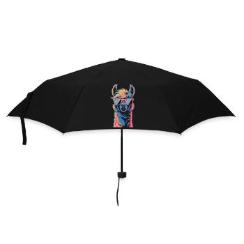 Alpaka Llama - Regenschirm (klein) - Schwarz - Vorne