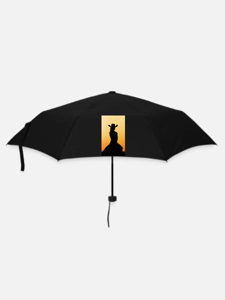 Westernreiterin Sonnenuntergang - Regenschirm (klein) - Schwarz