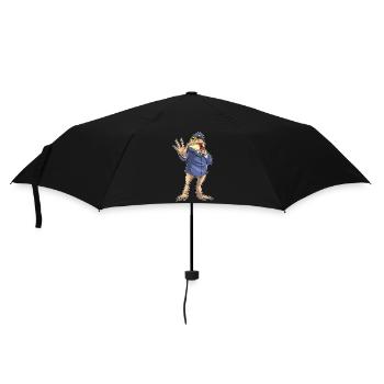 Frosch Polizist Trillerpfeife Polizei - Regenschirm (klein) - Schwarz - Vorne